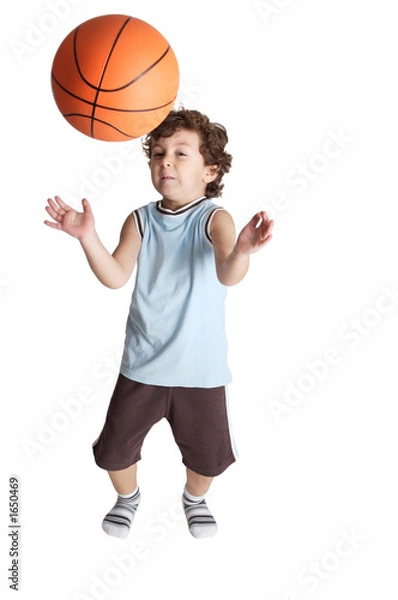 Fototapeta adorable boy who almost receives a blow from a ball in the nose