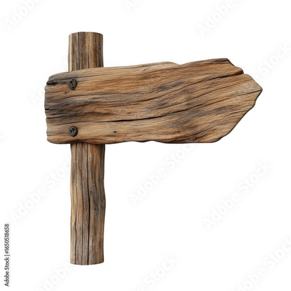 Fototapeta Sign made of wood in a minimalist style isolated on a white background