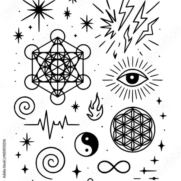 Fototapeta Sacred geometry ancient scripture sigilcraft