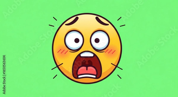 Fototapeta Scared emoji face vector illustration expressing fear panic and anxiety with open mouth and wide eyes clipart