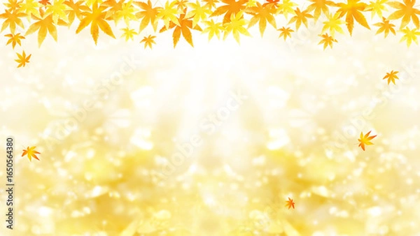Obraz 紅葉の葉と光輝くバックグラウンド、秋のイメージの背景イラスト