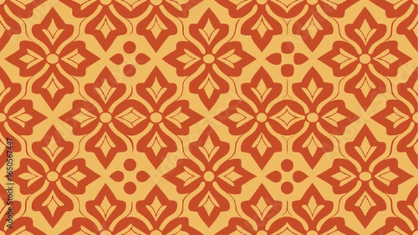 Fototapeta Seamless vintage floral pattern with ornamental design for wallpaper and fabric decoration