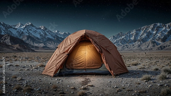 Fototapeta tent in the mountains