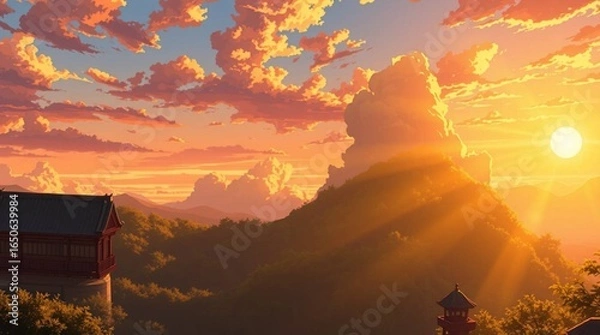 Obraz sunset in the mountains