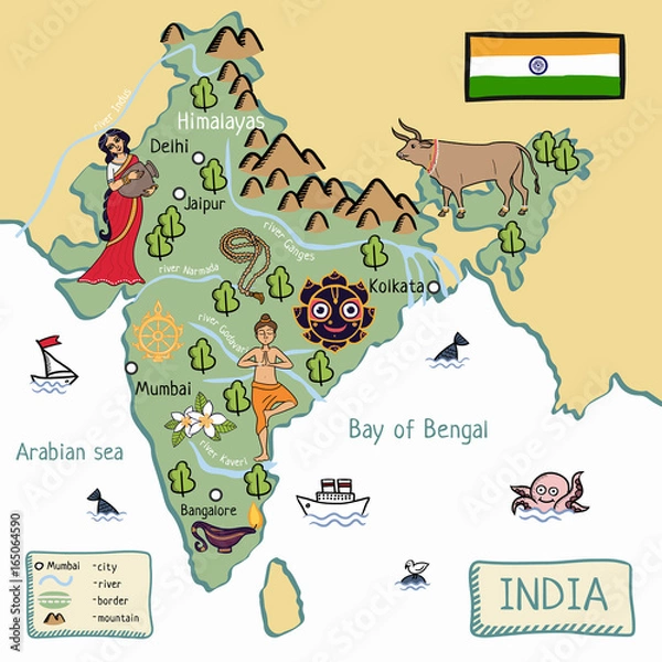 Obraz cartoon map of India