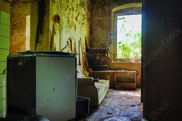 Fototapeta empty room in an lost place children's home