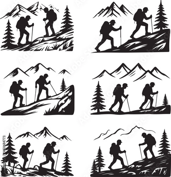 Obraz Hiking Silhouette Vector – Outdoor Adventure Illustration

Hiker Silhouette Vector Bundle – Mountain and Trail Design

Hiking Vector Illustration – Backpacking and Nature Silhouette Set