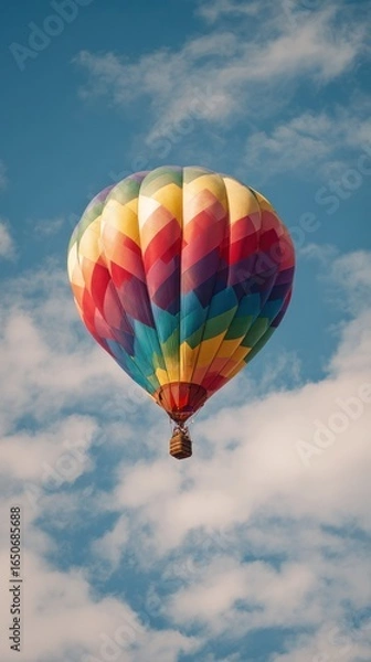 Fototapeta Colorful hot air balloon against a partly cloudy sky