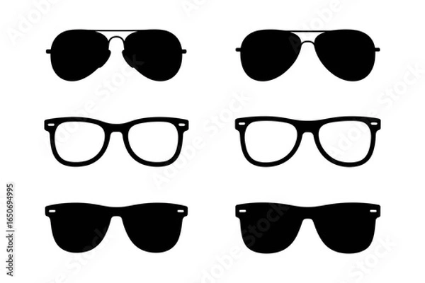 Obraz Collection of six different styles of eyewear including sunglasses and eyeglasses shown in black