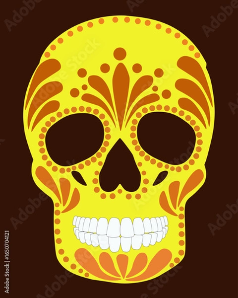 Fototapeta Day of the Dead festive skull with patterns, symbol for the traditional Mexican holiday