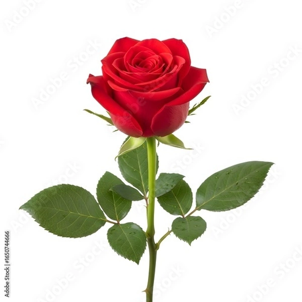 Fototapeta Elegant Red Rose Blossom on White Background