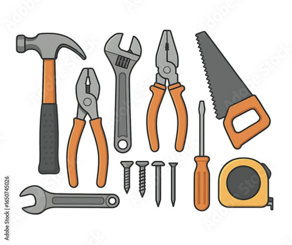 Obraz Vector Illustration of a Collection of Hardware and DIY Tools.