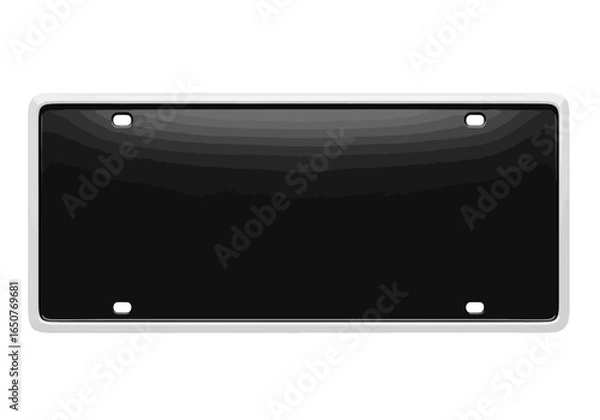 Obraz A blank, glossy black rectangular license plate with a white border, ready for text.
