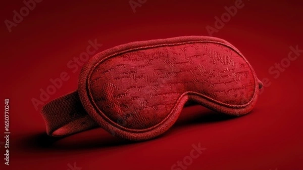Fototapeta Luxurious Red Sleep Mask with Textured Fabric on Matching Monochrome Background for Relaxation