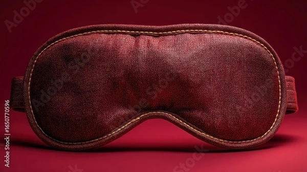 Fototapeta Luxurious Red Sleep Mask on Vibrant Red Background for Rest and Relaxation Concept