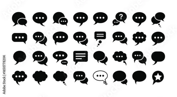 Fototapeta Vector art of collection of speech bubbles and dialog icons isolated on white background