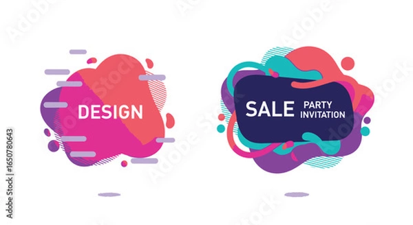 Fototapeta Vector art of abstract fluid shapes design isolated on white background for banner and poster