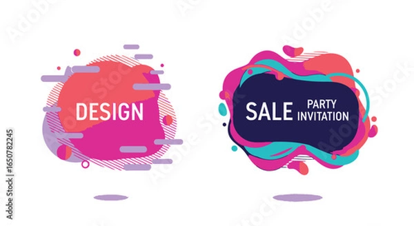 Fototapeta Vector art of abstract design elements with fluid shapes isolated on white background