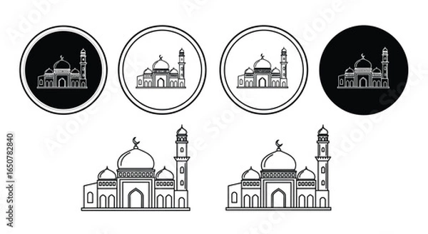 Fototapeta Vector art of mosque vector illustration isolated on white background with a simple design