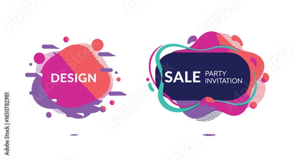 Fototapeta Vector art of abstract fluid shapes for design isolated on white background