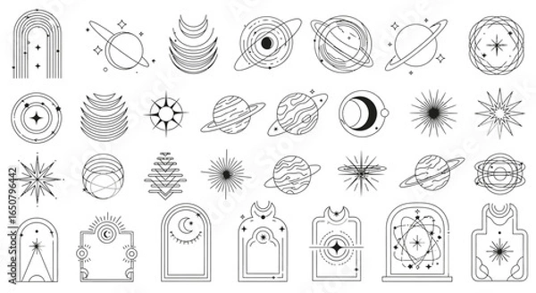 Fototapeta vector set of hand drawn sketch of different shapes