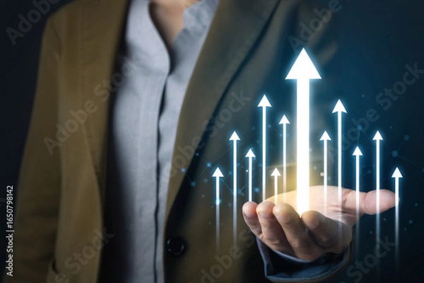 Obraz Business Growth and Innovation with Digital Arrows – Strategy, Technology, and Success