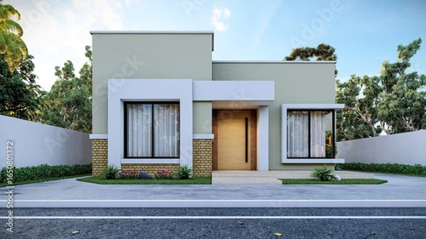Obraz 3D illustration of a modern one-story villa 1
