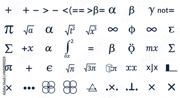 Fototapeta Vector art of mathematical symbols and notations isolated on white background for education