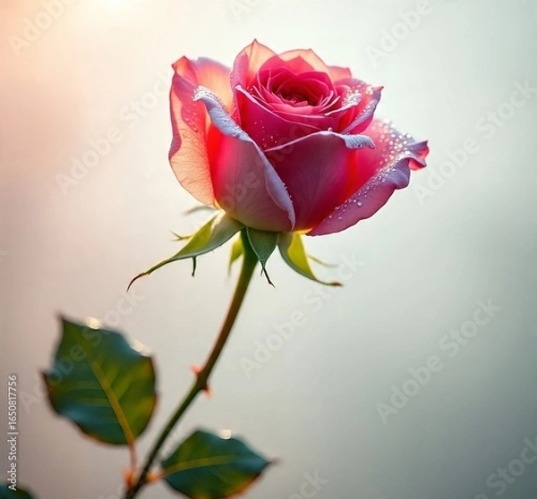 Obraz red rose with water drops