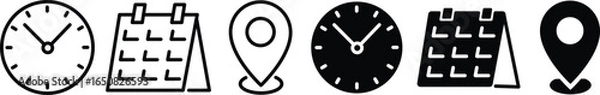 Obraz Address. time, and date icon vector. Notification, Calendar, schedule, time clock vector illustration
