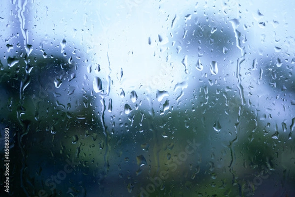 Fototapeta 雨に濡れた窓ガラス