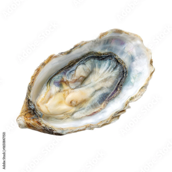 Obraz Large oyster shell is shown on a white background