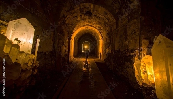 Obraz Crystal-lit dungeon chamber is shown.