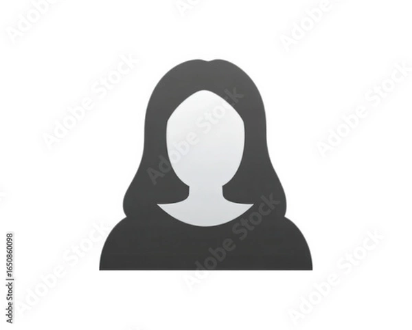 Fototapeta Female avatar icon silhouette, simple woman profile symbol, isolated on transparency background, minimalistic design, suitable for user interface, neutral and professional appearance