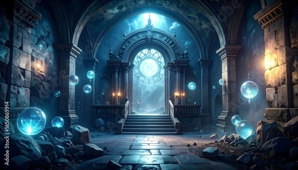 Obraz Mystical dungeon chamber glows softly