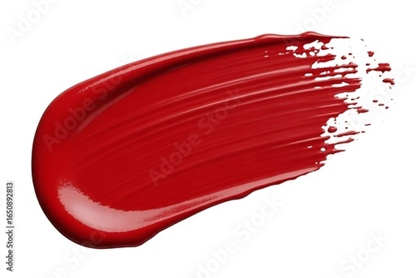 Fototapeta Vibrant red lipstick swatch shows luxurious texture and rich color, perfect for beauty marketing campaigns