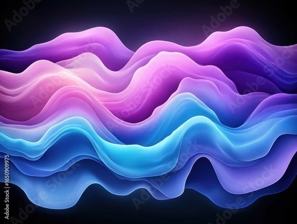 Fototapeta Abstract Colorful Waves Flowing Dark Background, Digital Art, Website Banner