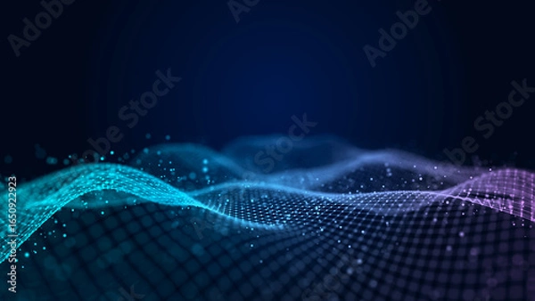 Obraz Futuristic sound flow wave. Equalizer for music. Data transfer. 3D rendering.