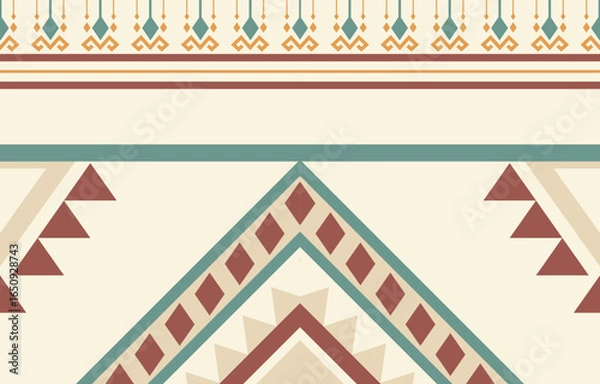 Fototapeta Ethnic abstract ikat art. Aztec ornament print. geometric ethnic pattern seamless  color oriental.  Design for background ,curtain, carpet, wallpaper, clothing, wrapping, Batik, vector illustration.