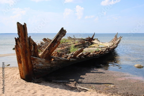 Obraz old boat on the beach