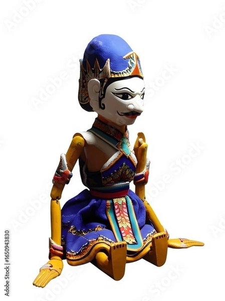 Obraz Wayang Golek Puppet: A meticulously crafted wooden puppet of wayang golek, with traditional clothing and expressive features, telling stories through its artistry and preserving heritage.