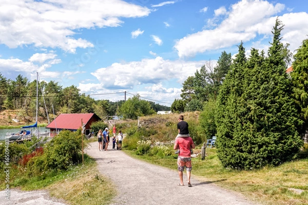 Fototapeta Walking on the Island of Harstena belonging to Gryt archipelago in the Baltic Sea