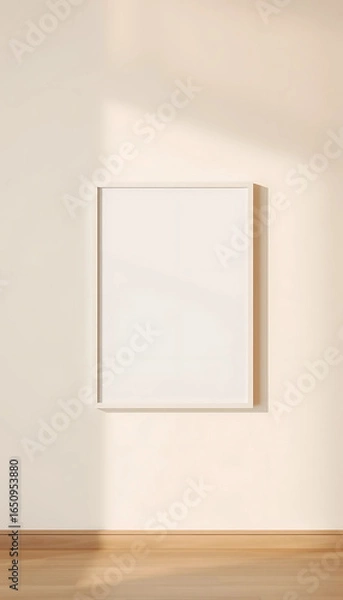 Fototapeta A soft gradient wall fading from ivory to warm beige, featuring an ISO A poster mockup in a slim white lacquer frame.
