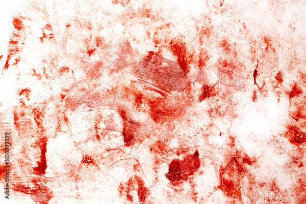 Fototapeta Abstract bloodlike stains on a white surface, great background for halloween designs, horror themes, or unique textures for various projects.