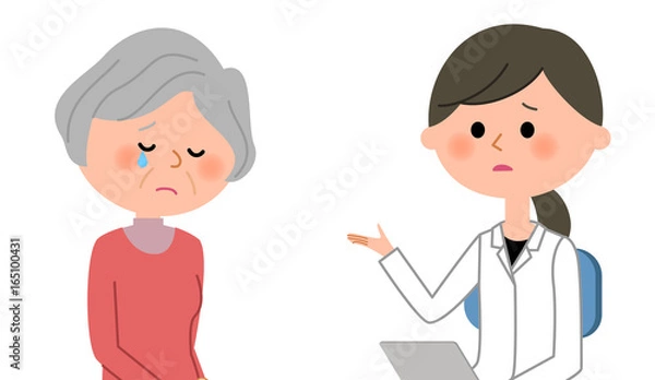 Fototapeta 白衣の女性　問診　診察