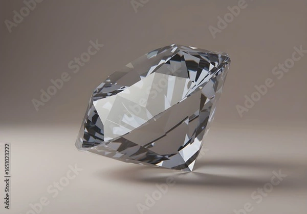 Fototapeta A Stunning Diamond, showcasing Exceptional Captivating Brilliance with Light Reflections, Perfectly Capturing Its Facets and Clarity