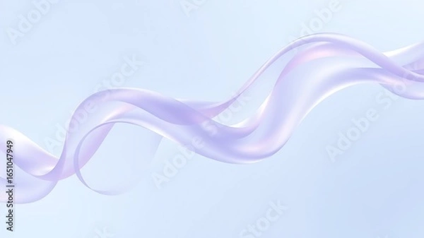 Fototapeta Illustration of a flowing translucent purple ribbon gracefully curves across a soft blue background