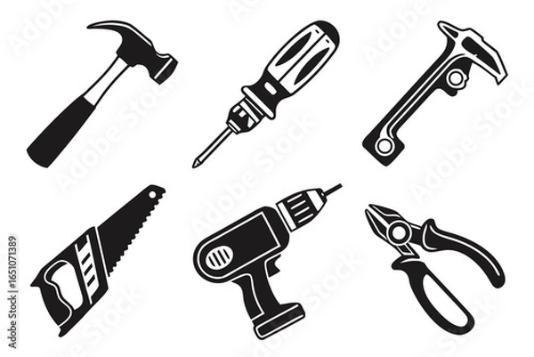Fototapeta Collection of hand and power tools isolated on white background