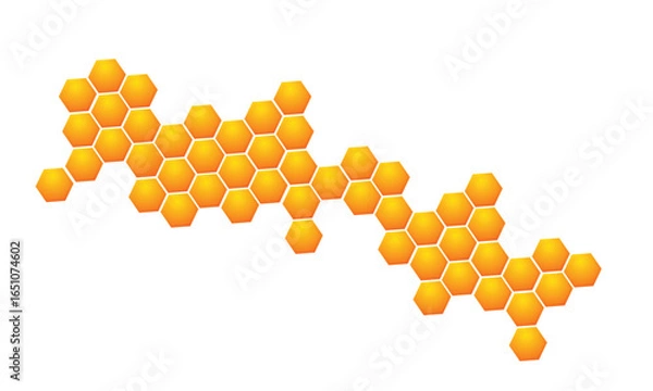 Fototapeta Orange blazing honeycomb, grid background from honeycomb. Abstract hot pattern. Vector