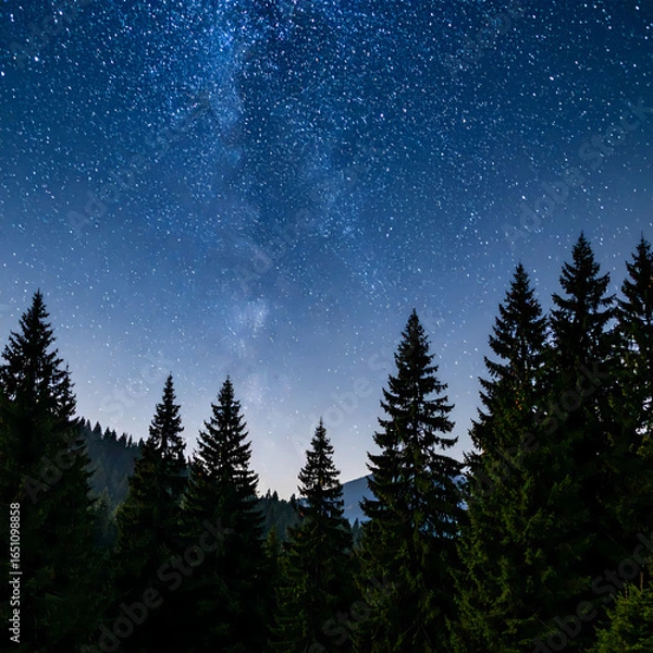 Obraz Milky way over mountain forest